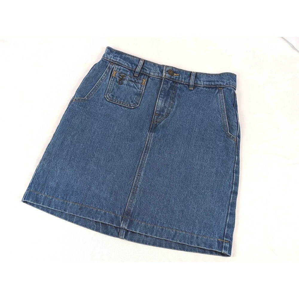 Levis Jean Skirt Size 25 Denim Womans Western Boho Orange‎ Tab Zipper Pockets